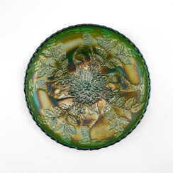 Serving plate "Stag & Holly". USA, Fenton, carnival glass, handmade, 1907-1920