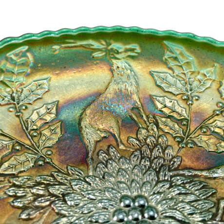 Plate “Serving plate Stag & Holly. USA, Fenton, carnival glass, handmade, 1907-1920”, Fenton, Mixed media, 1907 - photo 3