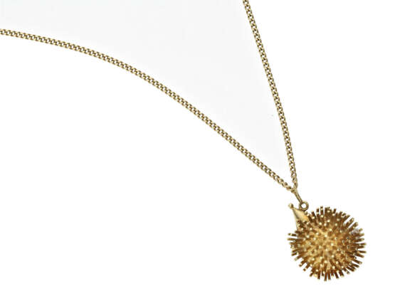 Kette/Anhänger: goldene Collierkette mit interessanten und außergewöhnlichen Anhänger, Motiv "Igel" - Foto 1