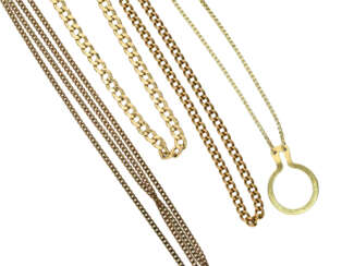 Konvolut AltgolDurchmesser: Konvolut alter Goldketten, überwiegend defekt, sowie eine Krawattenkette