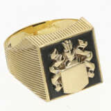 Ring: neuwertiger, dekorativer vintage Onyx-Siegelring mit Wappen - Foto 2