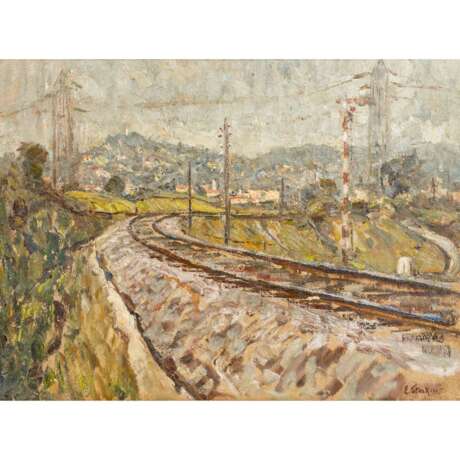 STARKER, ERWIN (1872-1938), "Eisenbahn bei Leonberg", - Foto 1