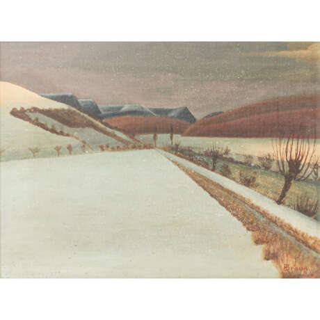 BRAUN, A./B.? (Künstler/in 19./20. Jahrhundert), "Winter-Sonnenuntergang im Steinlachthal", - Foto 1