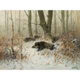 BAUER, HANS (1883-1967) "Wildschweine im Schnee" - фото 1