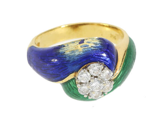 Ring: äußerst aufwändig gefertigter, seltener emaillierter Goldschmiedering - Foto 1