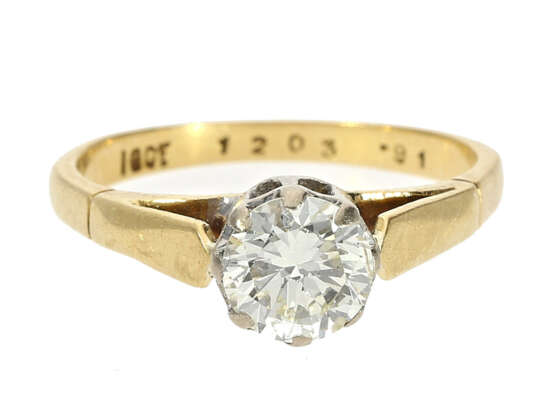 Ring: vintage Brillant/Solitärring mit schönem Altschliffbrillant von 0,91ct - photo 1