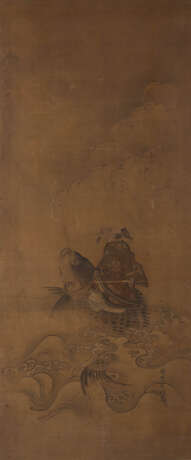 KANO TANSHIN (ZUGESCHRIEBEN) 1653 - 1718 KINKO SENNIN AUF EINEM KARPFEN ÜBER WELLEN REITEND Japan - photo 1