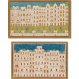 TWO INDIAN ARCHITECTURAL PAINTINGS OF PALACE GARDENS - photo 1