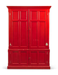 A VICTORIAN RED-PAINTED HOUSEKEEPER'S CUPBOARD