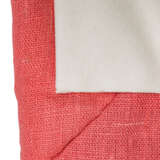 A PAIR OF OATMEAL 'VOLGA' LINEN AND PINK VELVET-EDGED CURTAINS - photo 3