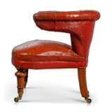 AN EARLY VICTORIAN WALNUT AND RED-LEATHER READING-CHAIR - photo 2