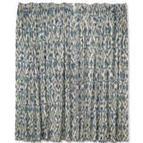 A PAIR OF BLUE, WHITE AND YELLOW IKAT PATTERN COTTON CURTAINS - photo 1