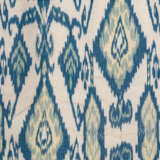 A PAIR OF BLUE, WHITE AND YELLOW IKAT PATTERN COTTON CURTAINS - photo 2