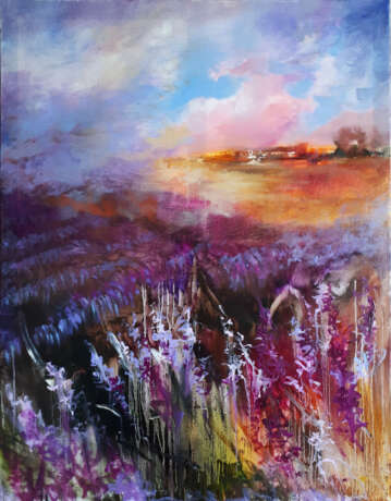 Painting “lavender sky”, Canvas, Oil paint, Expressionist, Landscape painting, 2020 - photo 1