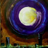 Design Painting “City under the moon”, Canvas, Oil paint, Abstract Expressionist, Landscape painting, 2020 - photo 1