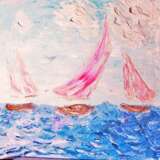Painting “Pink sails”, Mixed medium, Acrylic paint, Neo-impressionism, Marine, 2011 - photo 1