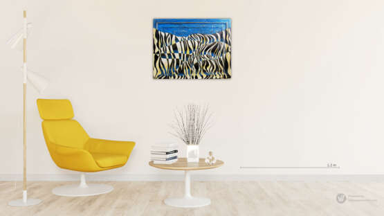 Gemälde „Blaues Zebra auf einem blauen Hintergrund“, Karton, Ölfarbe, Surrealismus, Animalistisches, 2012 - Foto 2