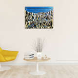 Painting “Blue zebra on a blue background”, Cardboard, Oil paint, Contemporary art, Animalistic, 2012 - photo 2