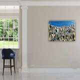 Gemälde „Blaues Zebra auf einem blauen Hintergrund“, Karton, Ölfarbe, Surrealismus, Animalistisches, 2012 - Foto 4