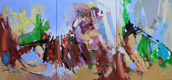 Интерьерная картина «Параллельная реальность, триптих», Холст, Масляные краски, Абстракционизм, 2020 г. - фото 1