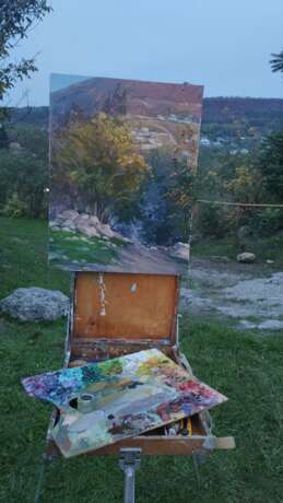 Painting “Stroenets 2020. Red Hills. October.”, Canvas, Oil paint, Impressionist, Landscape painting, 2020 - photo 3
