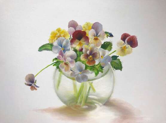 Painting “Pansies”, Canvas, Oil paint, Realist, Still life, 2020 - photo 1