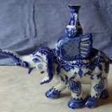 Flower vase “Gifts of the East”, Cobalt, Underglaze painting, Arts & Crafts (1880-1910), Animalistic, Russia, 2001 - photo 4