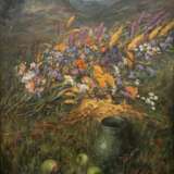 Букет на траве Canvas Oil Romanticism Landscape painting Russia 1997 - photo 1