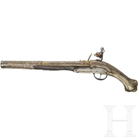 Silberbeschlagene Steinschlosspistole, balkantürkisch, 18. Jahrhundert - Foto 2