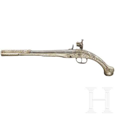 Silbergeschäftete Miquelet-Pistole, balkantürkisch/Albanien, um 1850 - photo 2