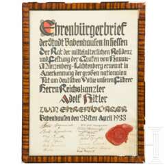 Adolf Hitler - Ehrenbürgerbrief der Stadt Babenhausen in Hessen