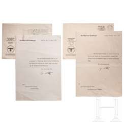 Adolf Hitler - zwei Danksagungsschreiben an den Bürgermeister von Gemünden 1938 und 1939