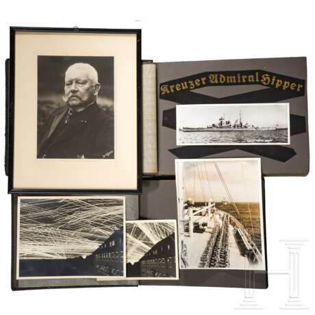 Zwei Fotoalben "Kreuzer Admiral Hipper", Schießpreis im Rahmen, Fotos Deutsches Reich - Foto 1