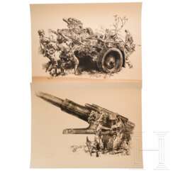 Josef Arens - sechs Steindrucke (Lithografien) Wehrmacht im besetzten Frankreich 1940