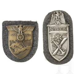 Zwei Kampfabzeichen (Schilde) der Wehrmacht