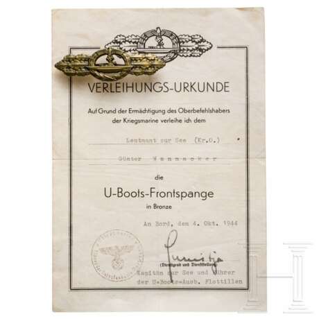 U-Boots-Frontspange in Bronze mit Verleihungsurkunde - фото 1