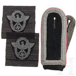 SS-Schulterklappe und zwei Stoffabzeichen