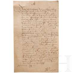 Preußen - Kurfürst Friedrich III., Autograph, datiert 21.3.1699