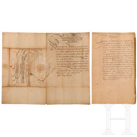 Kurfürst Johann Georg I. von Sachsen - zwei militärische Dokumente, datiert 1628 und 1639 - Foto 1