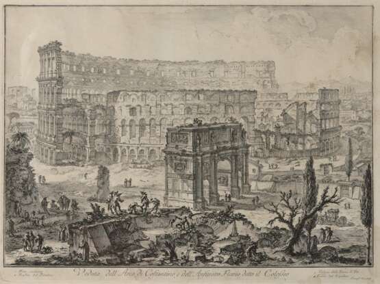 Giovanni Battista Piranesi - Veduta dell'Arco di Costantino, e dell'Anfiteatro Flavio detto il Colosseo - "Veduta del Romano Campidoglio con Scalinata che va alla Chiesa Araceli" - Foto 1