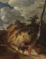 Lodewijk de Vadder, zugeschrieben - Weite Landschaft mit Darstellung der Hl. Familie auf der Flucht nach Ägypten 