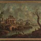 Unbekannt - Uferlandschaft mit antiken Ruinen und Figurenstaffage , 17./18. Jahrhundert - Foto 2