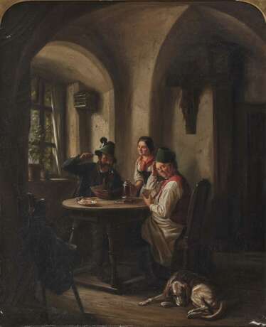 Süddeutsch - Kartenspieler in der Gaststube , 19. Jahrhundert - photo 1