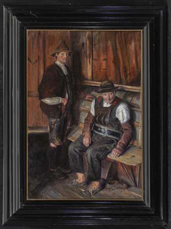 S. Maurer (Serafin Maurer, 1865 Wien - 1945 ebenda, ?) - Zwei Sarntaler Bauern in der Stube , um 1900 - Foto 2