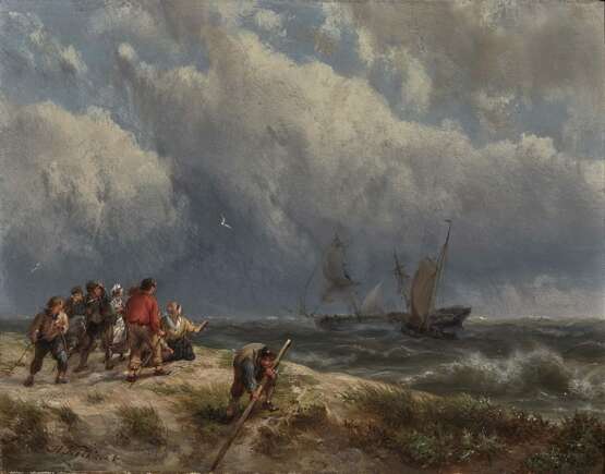 Hermanus Koekkoek - Küstenszene mit Schiffen auf stürmischer See - Foto 1
