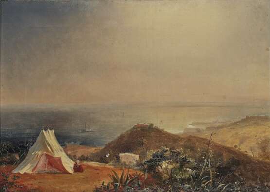 Unbekannt - Orientalische Küstenlandschaft mit Zelt , 19. Jahrhundert - Foto 1