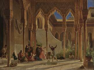 Wilhelm Gail - Tanz im Löwenhof der Alhambra in Granada 