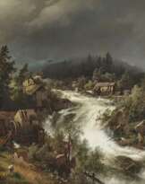 Hermann Herzog - Norwegischer Wasserfall