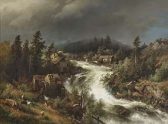 Hermann Herzog - Norwegischer Wasserfall 