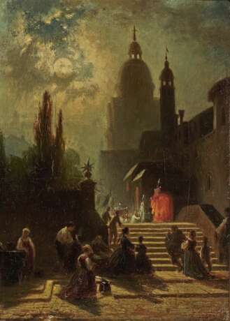 Unbekannt - Nächtliche Prozession bei Vollmond , 19. Jahrhundert - фото 1